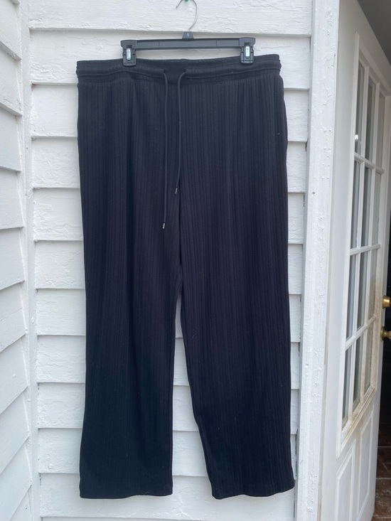 Pro Player Pants - Pro Player Black Ribbed Drawstring Joggers Wide Leg Pants 1X